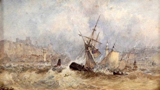 George Weatherill (1810-1890) Shipping off the coast of Whitby, 4.5 x 8in.